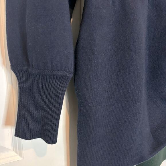 Something Navy Bi Color Blue Green Cotton Cashmere Sweater Mini Dress S - Picture 5 of 11